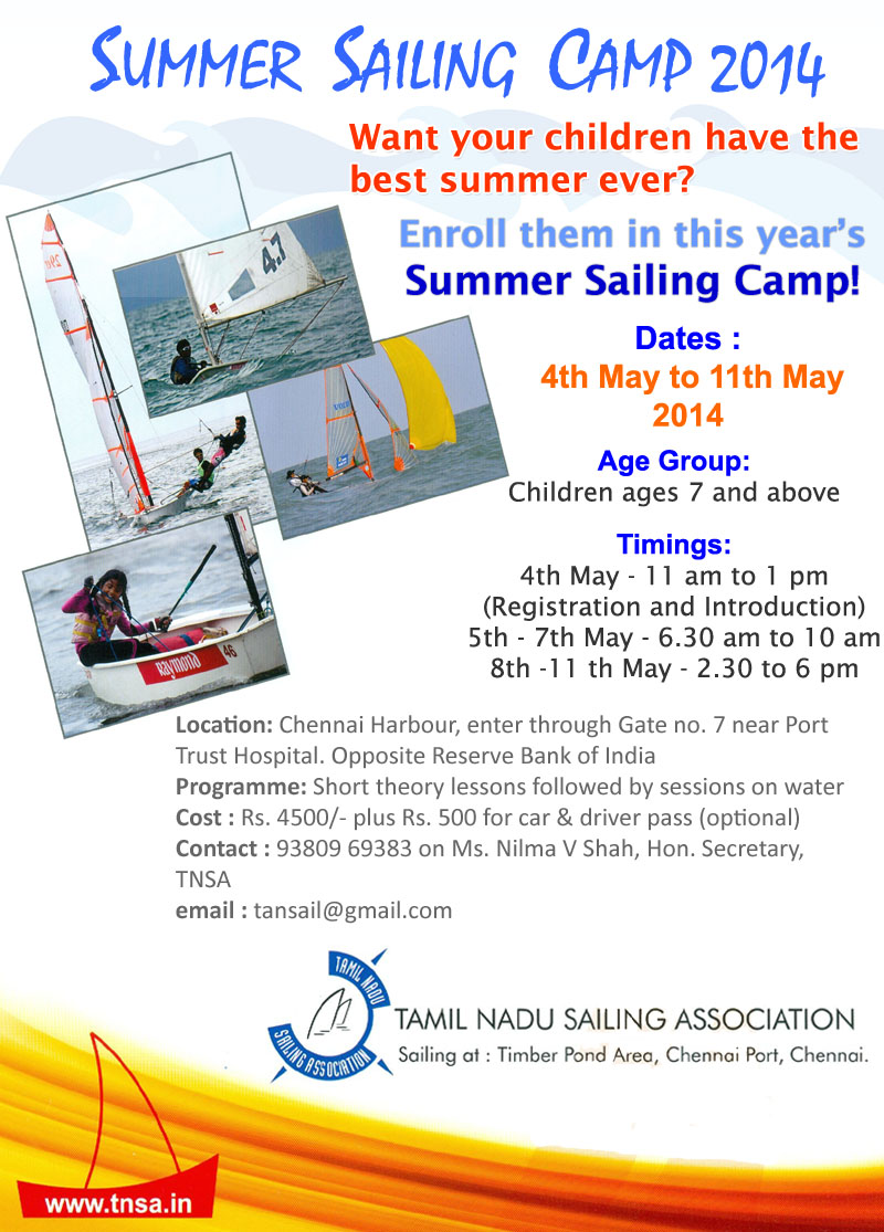Summer Sailing camp by Tamil Nadu Sailing Association