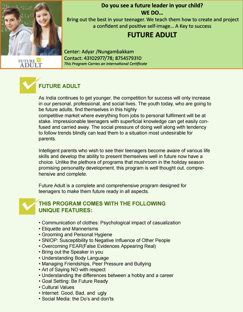 Future Adult programme for Teenagers