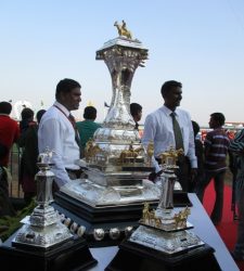 The trophies on display