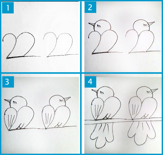 How To Draw Love Birds Draw 2 Love - Clip Art Library