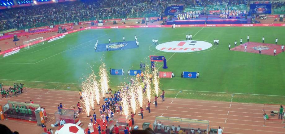 Players entering the ground at ISL 2015